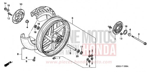 ROUE ARRIERE NSR125RX de 1999